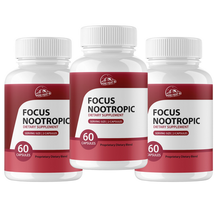 Focus Nootropic Dietary Supplement - 3 Bottles 180 Capsules