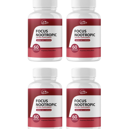 Focus Nootropic Dietary Supplement - 4 Bottles 240 Capsules