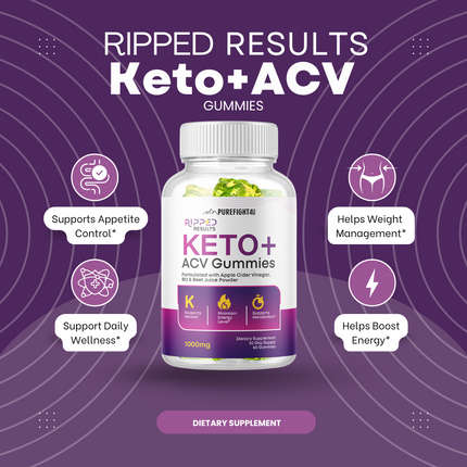 2 Bottles Keto+ ACV Ripped Results Gummies-120 Gummies