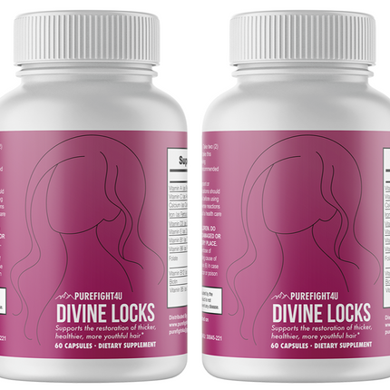 Divine Locks Complex Advanced Unique Hair Growth Vitamins-2 Bottles 120 Capsules