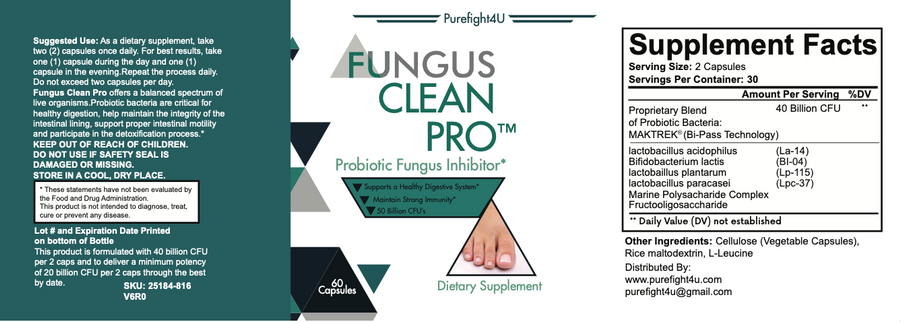 FUNGUS CLEAN PRO Toenail Care 60 Vegetarian Capsules .