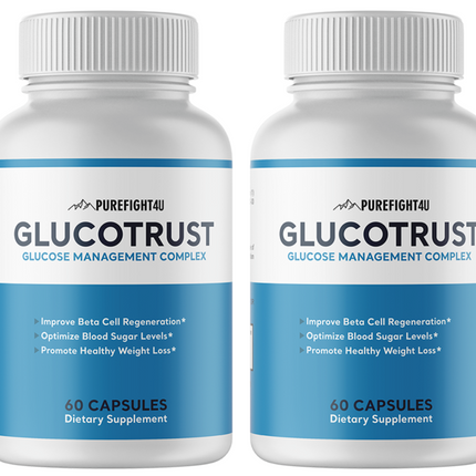 Glucotrust Blood Sugar Support Supplement - 2 Bottles 120 Capsules