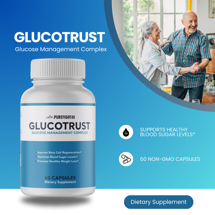 Glucotrust Blood Sugar Support Supplement - 12 Bottles 720 Capsules