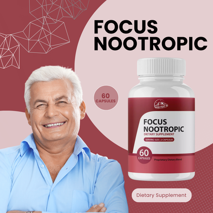 Focus Nootropic Dietary Supplement - 3 Bottles 180 Capsules