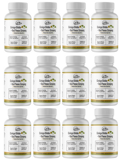 Ginkgo Biloba+Red Panax Ginseng Premium Green Superfood -12 Bottles 720 Capsules