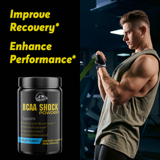 BCAA Shock Powder Fruit Punch Flavor 292 Grams - 12 Bottles