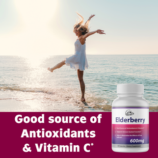 Elderberry Capsules 600mg Immune System Support - 3 Bottles 180 Capsules