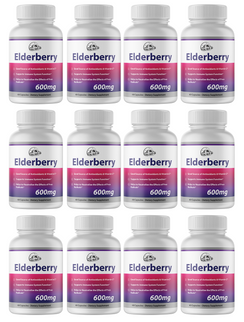 Elderberry Capsules 600mg Immune System Support - 12 Bottles 720 Capsules