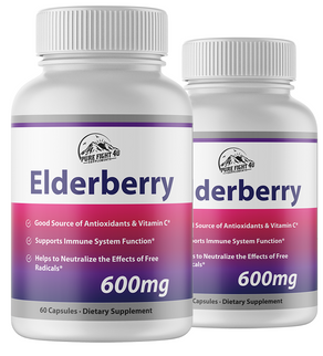 Elderberry Capsules 600mg Immune System Support - 2 Bottles 120 Capsules