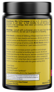 BCAA Shock Powder Honeydew Watermelon Flavor 292 Grams - 12 Bottles