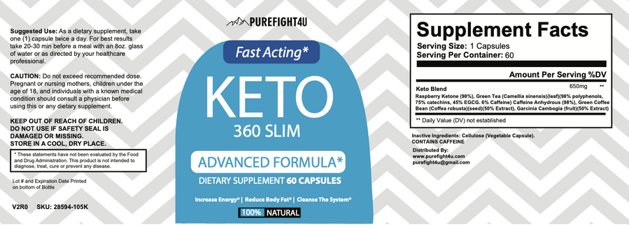 Keto 360 Slim Fast Acting Advanced Formula - 60 Capsules