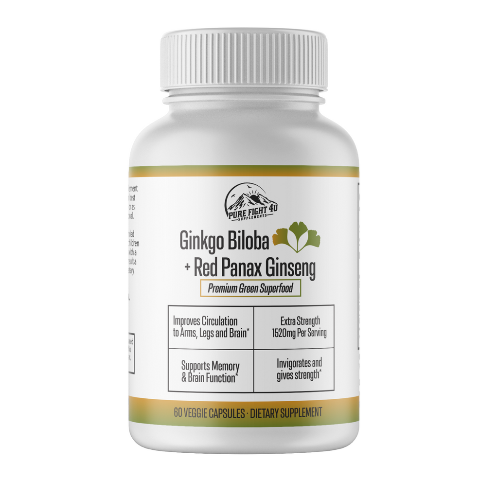 Ginkgo Biloba+Red Panax Ginseng Premium Green Superfood-60 Capsules